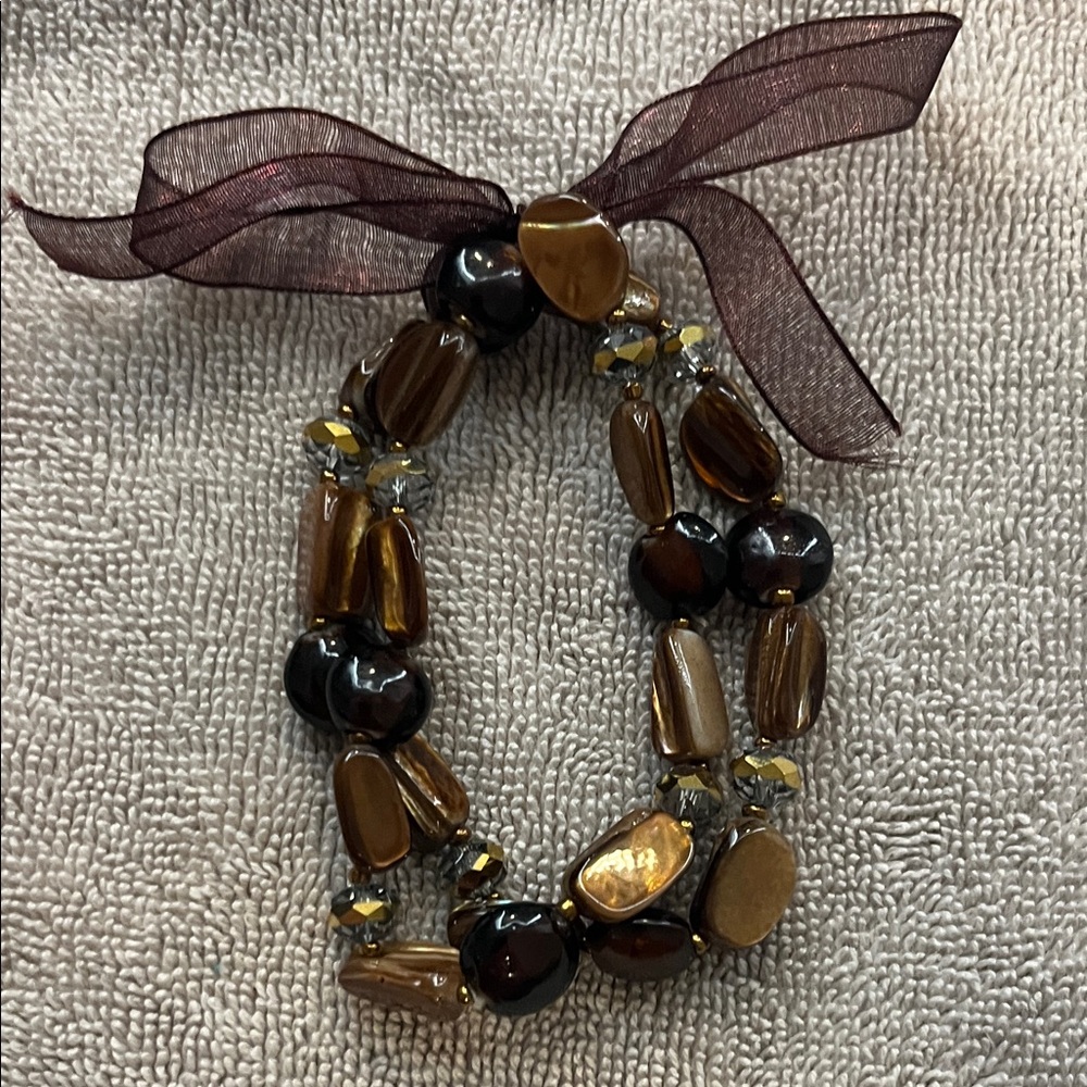 Elegant Brown Beaded Bracelet Set